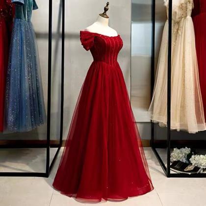 Off Shoulder Prom Dress , Red Dress, Temperament..