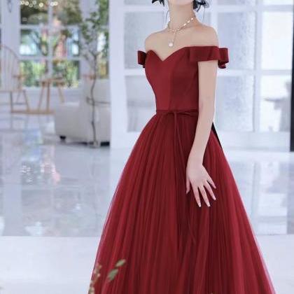 Red Evening Dress, Elegant Prom Dress,off Shoulder..