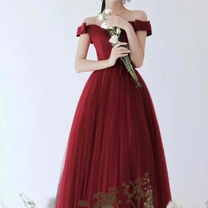 Red Evening Dress, Elegant Prom Dress,off Shoulder..