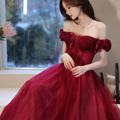 Off Shoulder Party Dress,red Dress,custom Made