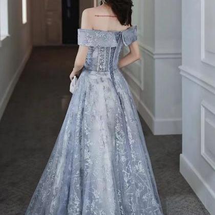 Sexy Party Dress,off Shoulder Prom Dress,blue..