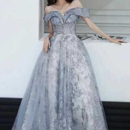 Sexy Party Dress,off Shoulder Prom Dress,blue..