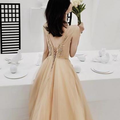 Sexy, V-neck Prom Dress, Champagne Party..
