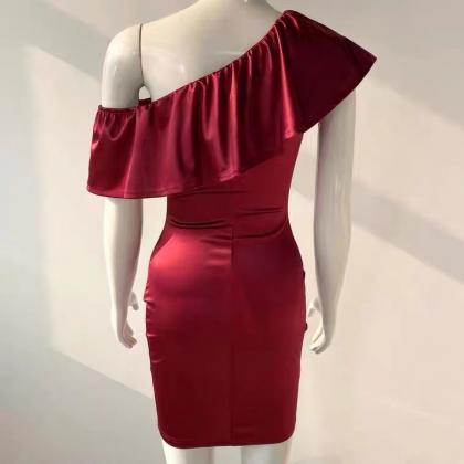 Sexy,red Party Dress,one Shouder Bodycon..