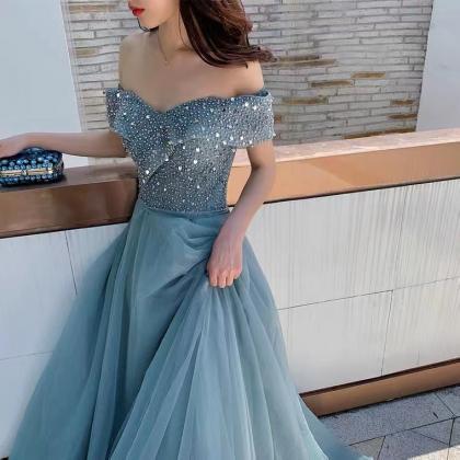 Sexy,blue Party Dress,off Shouder Prom Dress With..