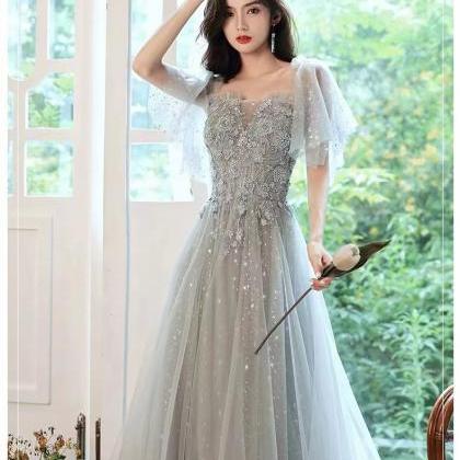 Sexy,gray Party Dress,off Shouder Fairy Prom Dress..
