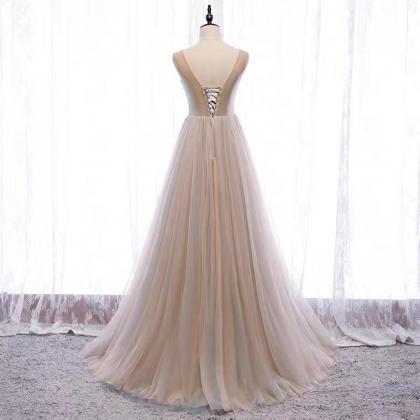 Sexy,gray Party Dress,v-neck Fairy Prom Dress With..