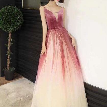 Red prom dress,gradient party dress..