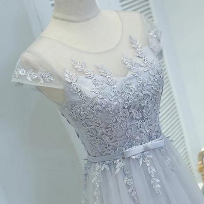 Gray Party Dress ,elegant Prom Dress,tulle Formal..
