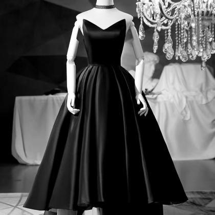 Black Prom Dress,strapless Evening Dress ,high Low..