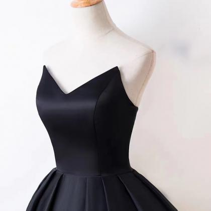 Black Prom Dress,strapless Evening Dress ,high Low..