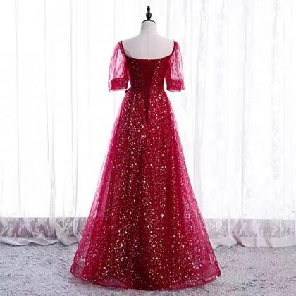 Red Dress, Unique Star Party Dress, Fairy Elegant..