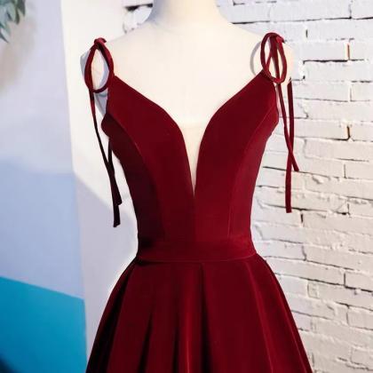 Burgundy Evening Dress,spghetti Strap Prom Dress,..