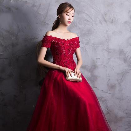 Red Prom Dress,off Shoulder Party Dress,formal..