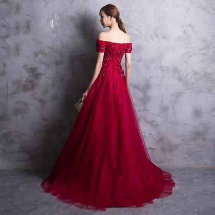 Red Prom Dress,off Shoulder Party Dress,formal..