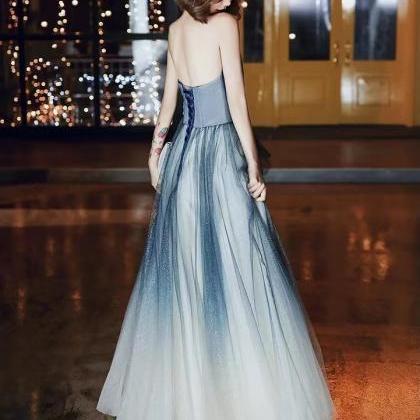 Gradient Evening Gowns, Long Fairy Strapless..