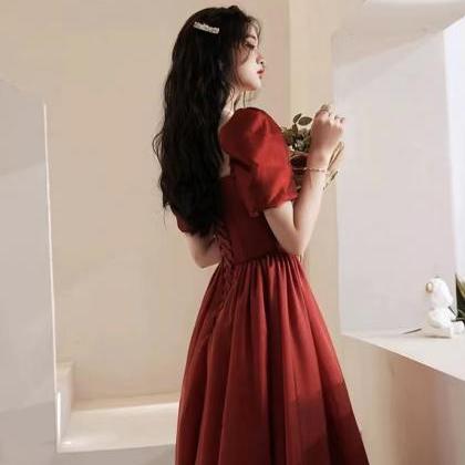 Red Party Dress, Off-the-shoulder Evening Dress,..