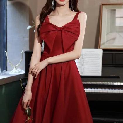 Red Evening Dress ,cute Birthday Dress, Sqpaghetti..