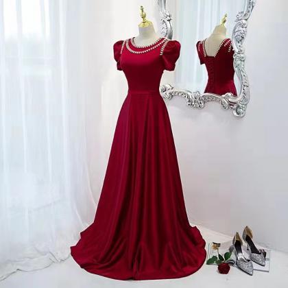 Red prom dress, elegant evening dre..