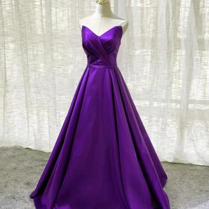 Strapless prom dress, purple evenin..