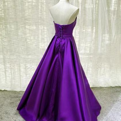 Strapless prom dress, purple evenin..
