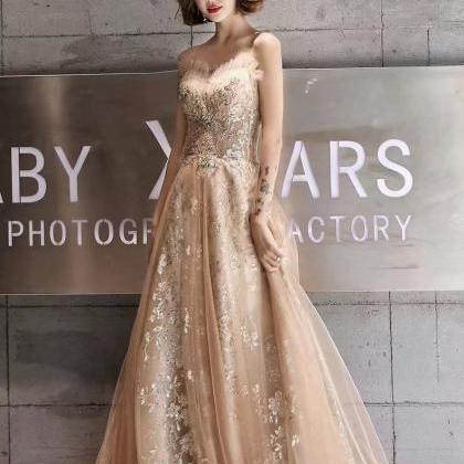 Strapless Evening Dress, Gold Prom Dress, Sequin..