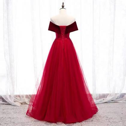 Off Shoulder Prom Dress ,red Evening Dress,custom..