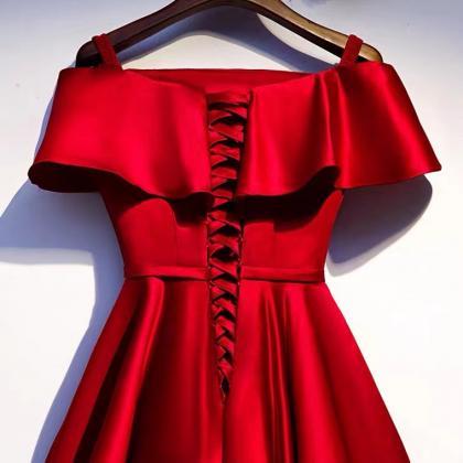 Satin prom dress ,red evening dress..