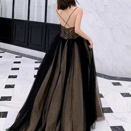 Black Prom Dress ,sexy Evening Dress,spaghetti..