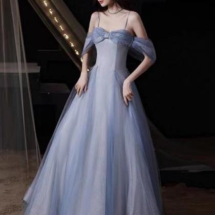 Spaghetti Strap Evening Dress,blue Prom Dress..