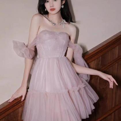 Pink Birthday Dress,off Shoulder Homecoming Dress..