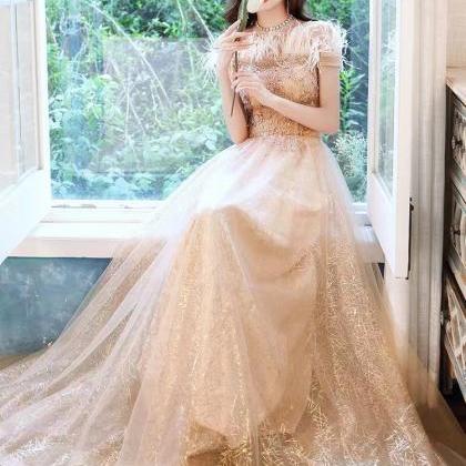 Elegant Prom Dress, Champagne Fairy Dress,..