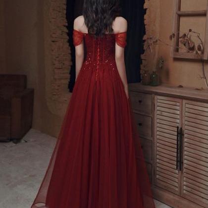 Off Shoulder Prom Dress,red Party Dress, Luxury..
