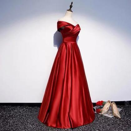Red Party Dress,off Shoulder Prom Dress,satin..