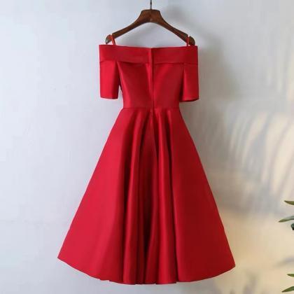 Off Shoulder Party Dress, Red Homecoming..