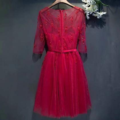 Red Party Dress, O-neck Homecoming Dresscustom..
