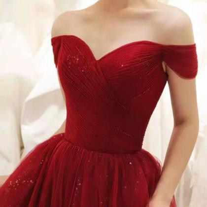 Off Shoulder Party Dress,sexy Red Prom..