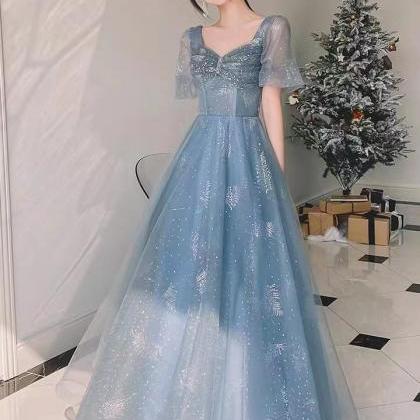 Blue Party Dress,fairy Prom Dress,cute Evening..