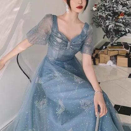 Blue Party Dress,fairy Prom Dress,cute Evening..