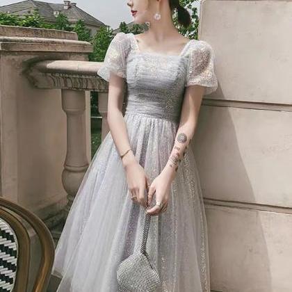 Gray Party Dress,fairy Birthday Dress,cute Midi..