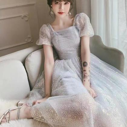 Gray Party Dress,fairy Birthday Dress,cute Midi..