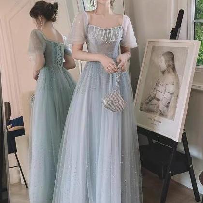 Fairy Party Dress,gray Blue Prom Dress,chic..
