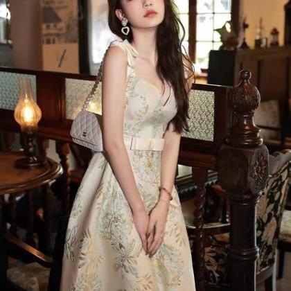 Embroidered Evening Dress, Temperament Dress,..