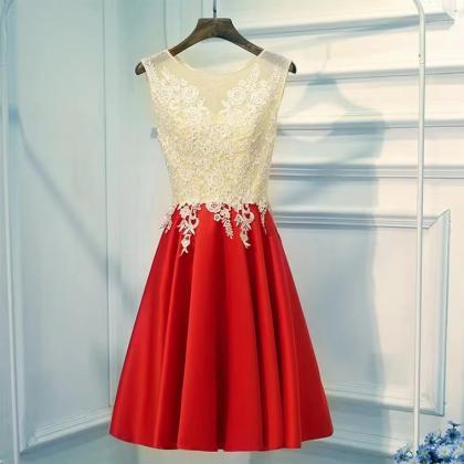 Red Party Dress, O-neck Homecoming Dress,custom..