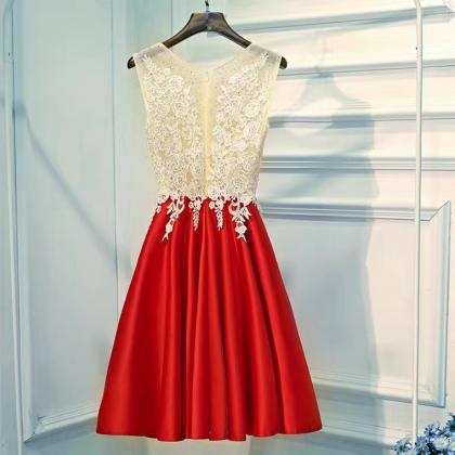 Red Party Dress, O-neck Homecoming Dress,custom..