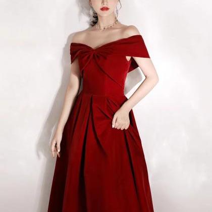 Red Party Dress, Off Shoulder Prom Dress,custom..