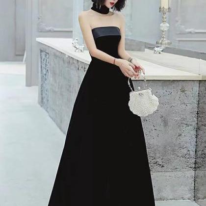 Sexy Strapless Dress,black S Party Dress,velvet..