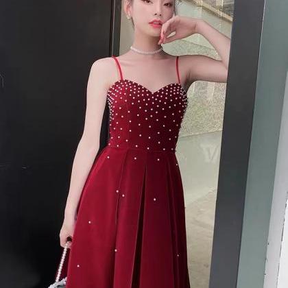 Red Birthday Dress, Spaghetti Strap Evening Dress,..