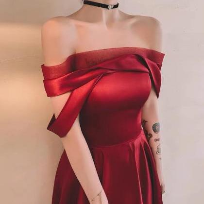 Off Shoulder Prom Dress, Red Evening Dress, Sexy..