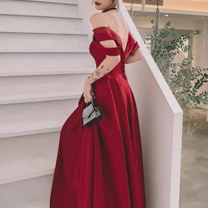 Off Shoulder Prom Dress, Red Evening Dress, Sexy..